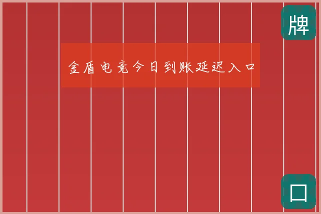 金盾电竞今日到账延迟入口